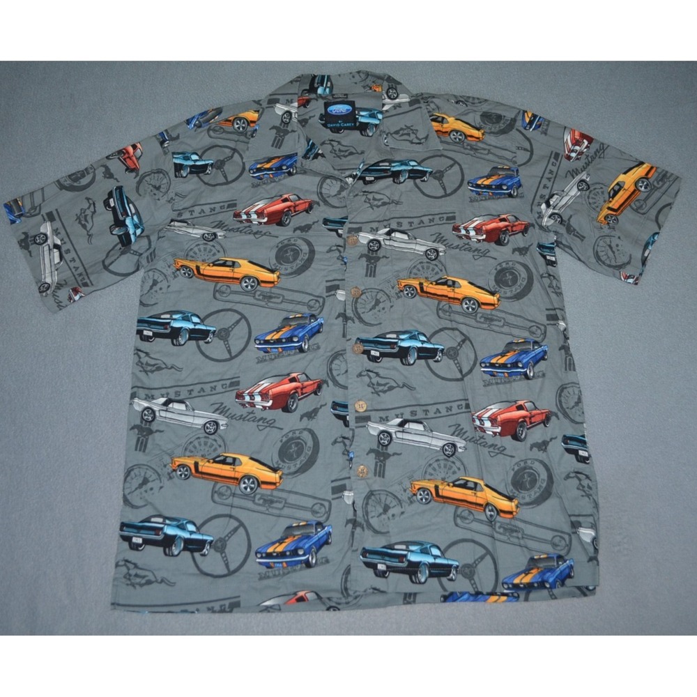 Ford Mustang Shirt Mens XL David Carey Hawaiian Classic